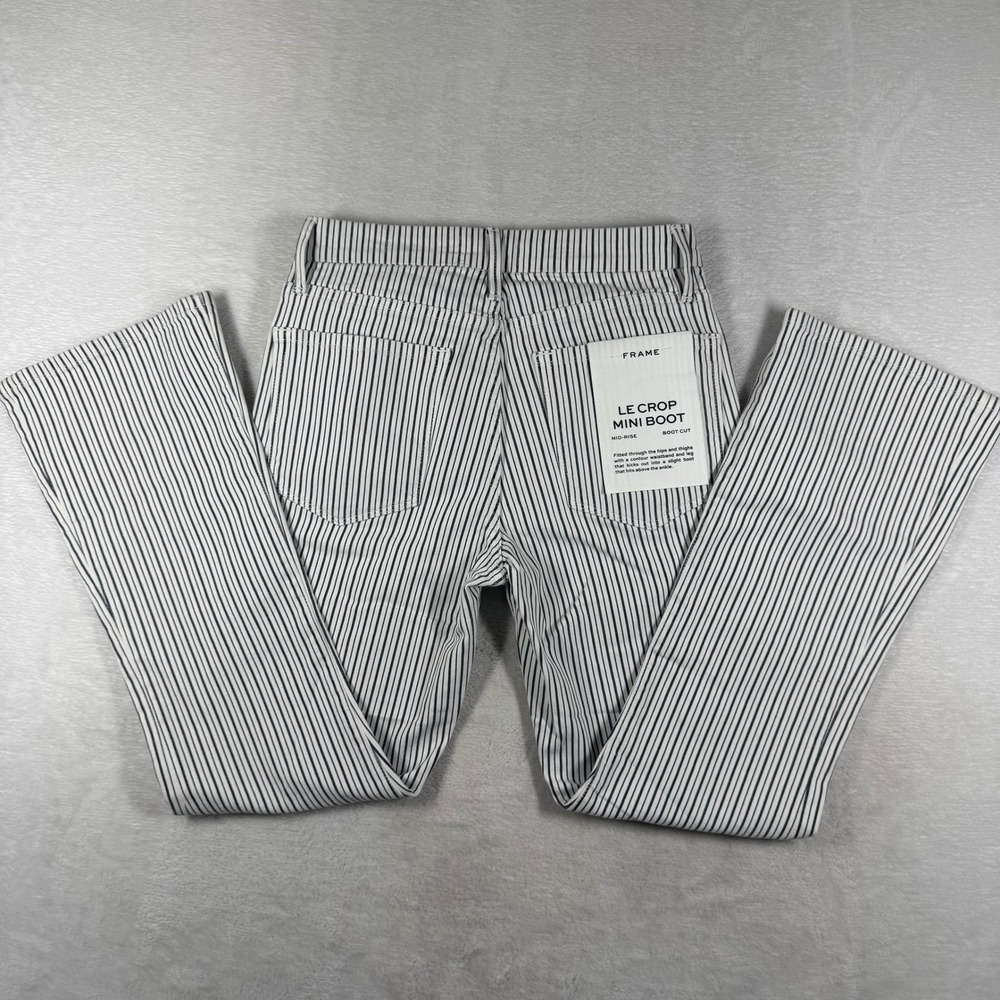 Frame Le Crop Mini Boot Pinstripe Jeans White Black Stripe 26 LCMB790P NEW